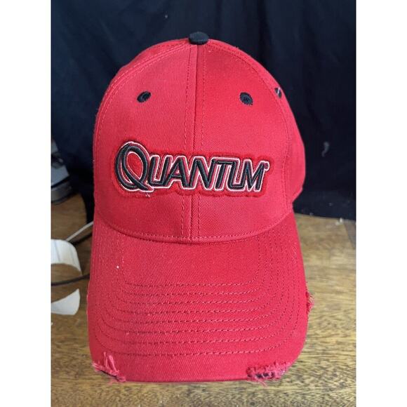 Quantum‎ Performance Distressed Black & Red Tournament Fishing Reels Hat Cap NWT - Picture 1 of 5
